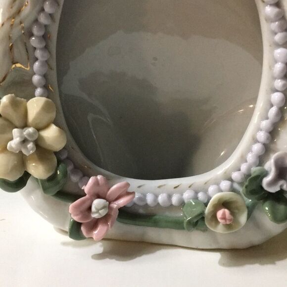 Vintage 80s Porcelain Ceramic 3D Flower Small Photo Picture Frames Grandma Core - Picture 5 of 16